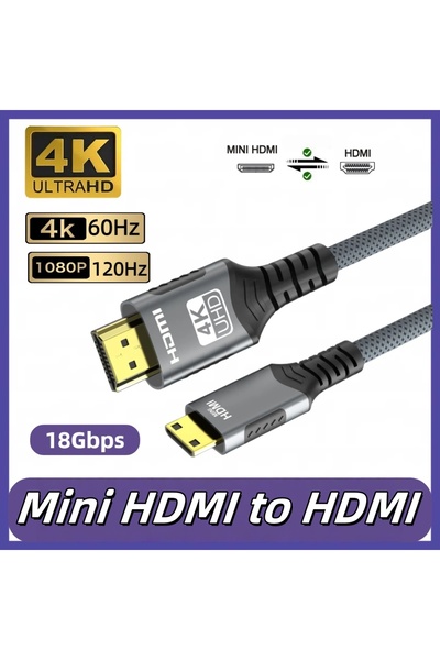 Choice كابل HDMI صغير إلى HDMI بطول 1 متر، عالي السرعة 4K@60Hz، 2K@120Hz، مضف...