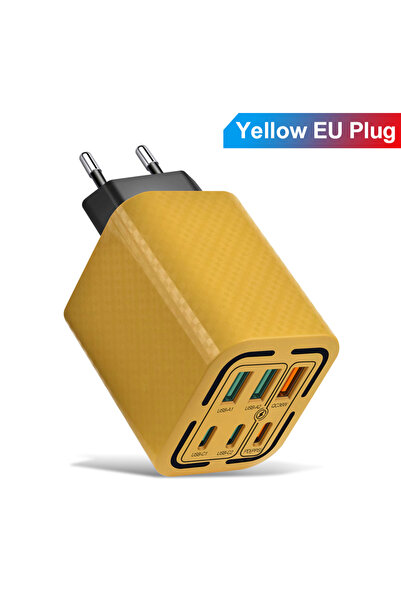 Choice شاحن حائط BK320-3A3C أصفر 3PD+3USB، محول حائط QC 3.0، إجمالي 100 واط، ...