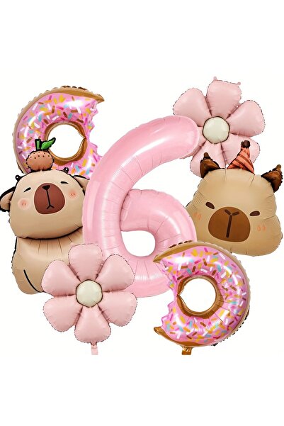 Choice مجموعة بالونات عيد ميلاد أخرى مكونة من 6 قطع بطابع الكابيبارا، مقاس 32...