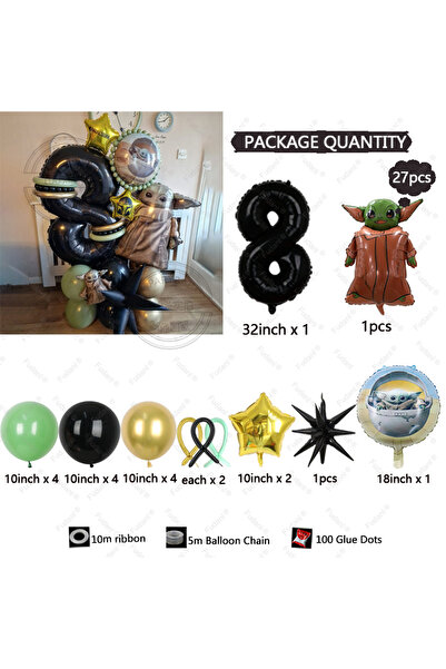 Choice 32 بوصة رقم 8 27 قطعة فيلم حرب النجوم الكرتونية بيبي يودا موضوع ديكورا...