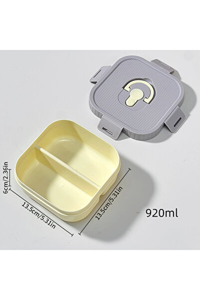 WORTHBUY Purple 2 Grids 920ml Portable Plastic Lunch Box With Compartment Microwave Safe Fruit Salad