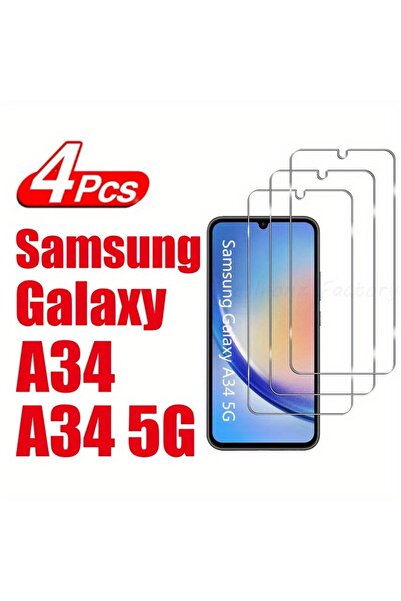 Choice واقي شاشة زجاجي مقوى لهاتف Galaxy A34 5G، عبوة من 4 قطع، مصمم خصيصًا ل...