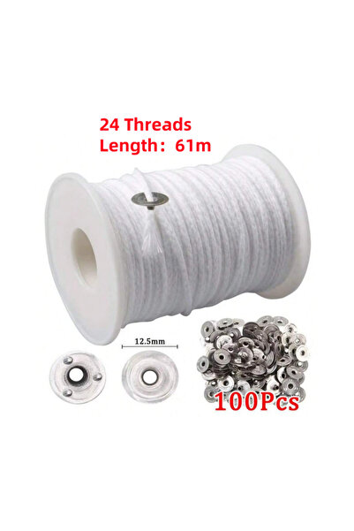 Choice حامل شموع 61 متر و100 علامة تبويب 100 قطعة، فتيل شمعة قطنية 61 متر، شم...