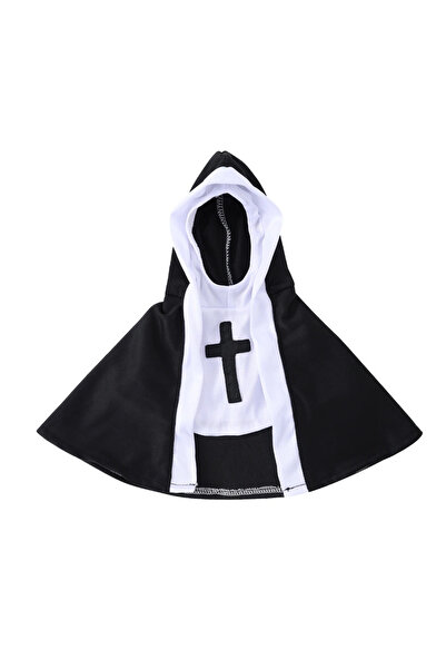 Choice M Nun Costumes Halloween Cats Nun Costume Jesus Cross Print Kitty Clothes for Small Dogs Funny Cute