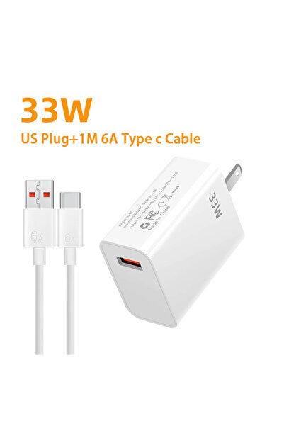 Choice US Plug and Cable 33W USB Fast Charger 6A Type-C Cable QC 3.0 Mobile P...