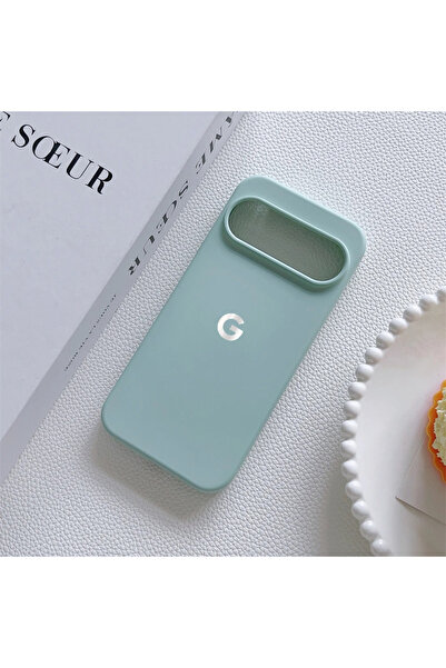 Choice جراب هاتف من السيليكون السائل باللون الأخضر لهاتف Google Pixel 7 الرسم...