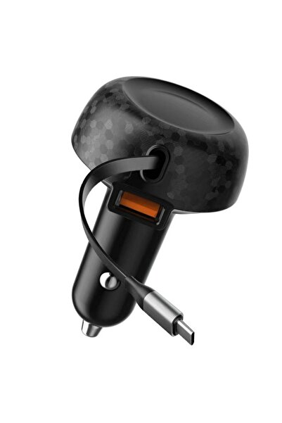 Choice شاحن سيارة أسود من UYUXIO شاحن هاتف سيارة 2 في 1 بمنفذ USB C مع كابل ق...