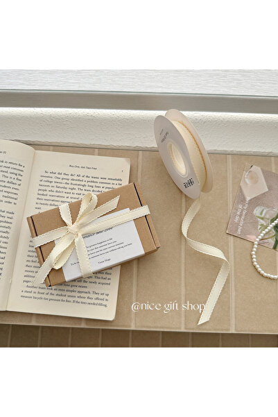 Choice شريط بوليستر متين باللون البيج بطول 10 ياردات مع دانتيل وتشفير مزدوج الجوانب، شرائط تغليف هدايا يدوية الصنع