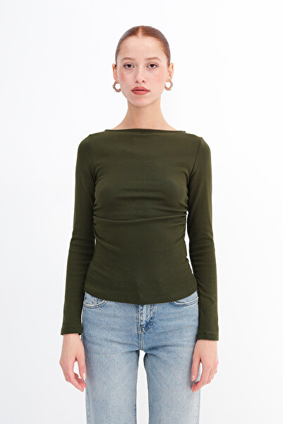 Addax Μπλούζα με μακριά μανίκια με πλισέ στο πλάι B18536