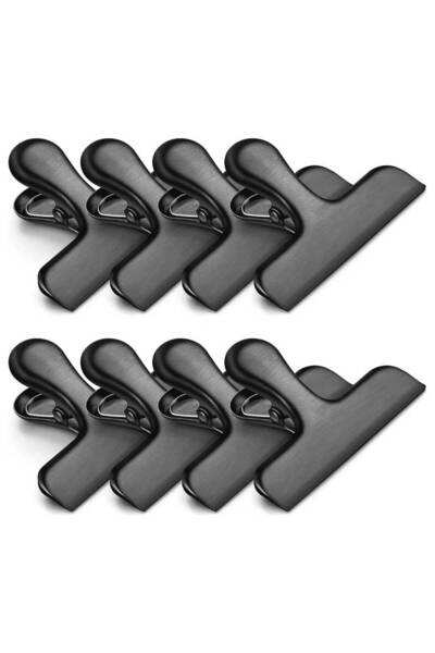 Choice مشبك حقيبة أسود مكون من 8 قطع، مشبك رقائق من الفولاذ المقاوم للصدأ عال...