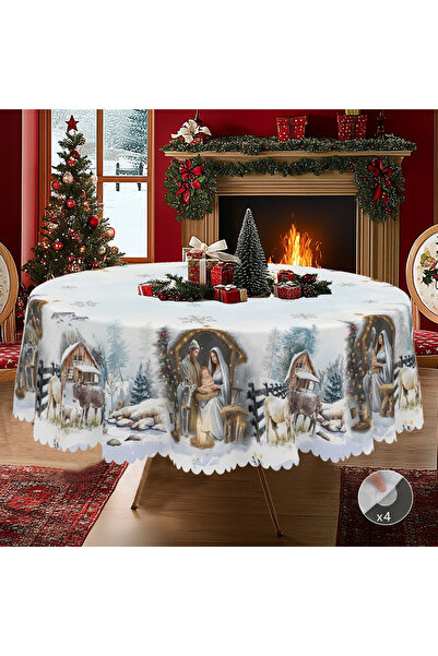 Choice مفرش طاولة S378 قطعة واحدة بطابع عيد الميلاد المجيد، مقاس 152×260 سم، على طراز مزرعة ريفية عتيقة، زينة عيد الميلاد