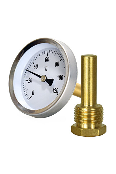 Choice Stainless Steel Grill Thermometer With Copper Sheath 1/2" Screw-In Buffer Boiler Heating 120°C Te...