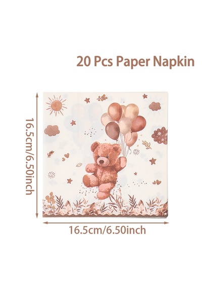 Choice 20pcs 20pcs Disposable Tableware Brown Teddy Bear Balloon Paper Napkin...