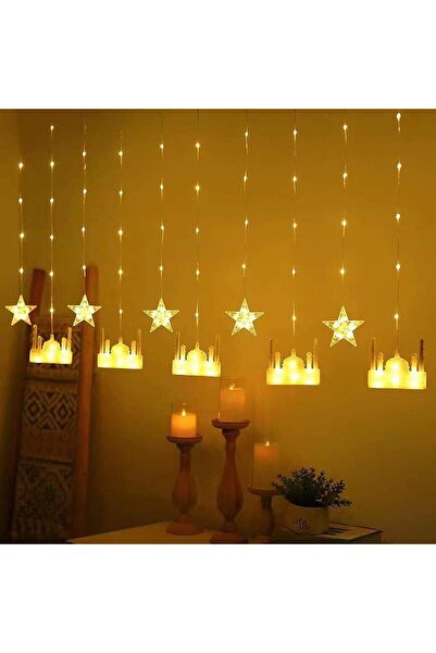 Yuwell يو ويل عيد رمضان - أضواء زينة على شكل نجمة وهلال، 3.5 متر، 8 أوضاع