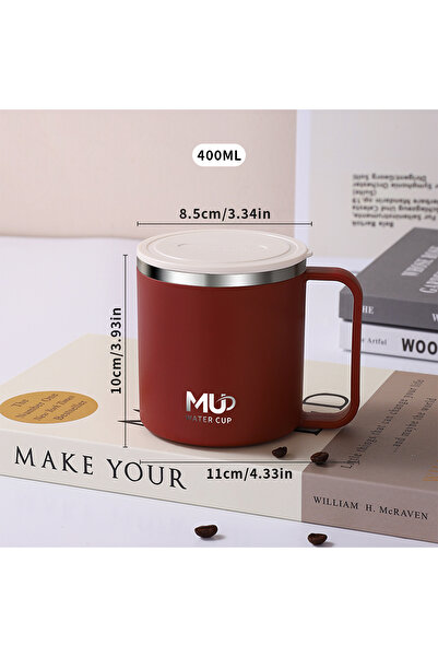 Choice كوب قهوة معزول أحمر 400 مل على شكل حرف B مع غطاء مصنوع من الفولاذ المق...