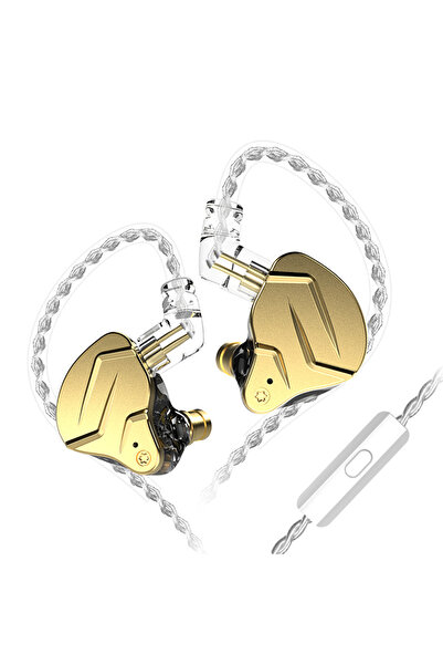 Choice سماعة أذن KZ ZSN PRO X معدنية ذهبية اللون مزودة بميكروفون، 1BA و1DD، م...