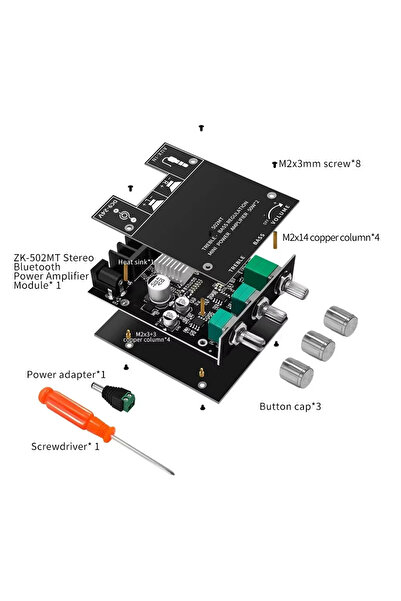 Choice لوحة مضخم صوت 502MT بتقنية بلوتوث 5.0، 2.0 قناة، صوت عالي الطاقة، مضخم صوت ستيريو رقمي عالي الدقة
