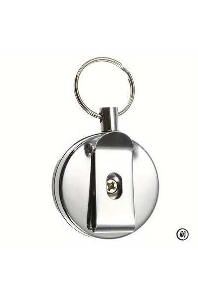 Choice حامل شارة قابل للسحب من قطعة واحدة فضية اللون، سلسلة مفاتيح معدنية قاب...