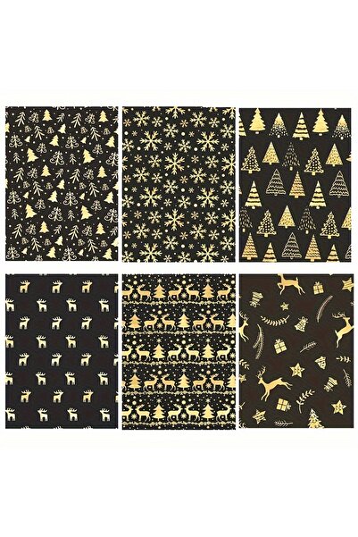 Choice عبوة من 6 قطع من ورق تغليف هدايا عيد الميلاد باللونين الأسود والذهبي -...