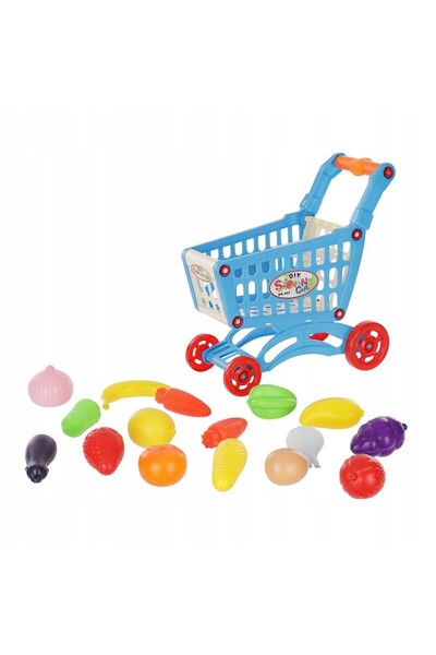 PROCART Supermarket trolley, 16 foods included, height 31 cm, length 30 cm, multicolor