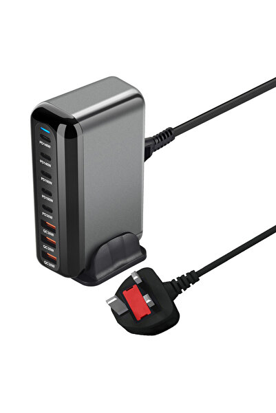 Choice شاحن بريطاني 600 واط Gan Fast Charge 3.0 USB Type C بـ 8 منافذ 5C3A PD...