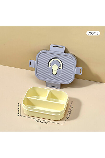 WORTHBUY Purple 3 Grids 700ml Portable Plastic Lunch Box With Compartment Microwave Safe Fruit Salad