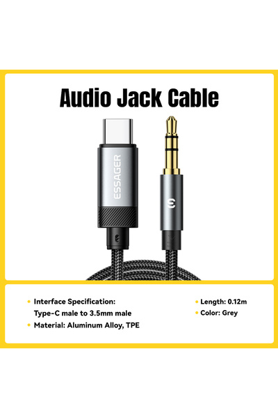 essager كابل صوت من النوع C ذكر إلى 3.5 مم من النوع C/USB-A/Lightning إلى مقب...