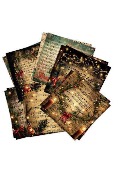 Choice 12pcs paper Vintage Christmas Sheet Music Scrapbook Paper Set,12sheets...