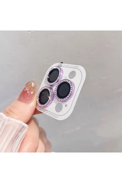 Choice لـ 17 (قطعتان من واقي الكاميرا الماسي الفاخر باللون الأرجواني الفاتح ا...