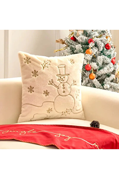 Choice Snowman Simple Pillow Case Plush Christmas Embroidered Cushion Cover S...