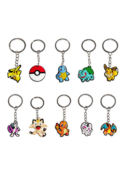 Miniso 10 قطع سلسلة مفاتيح 10/30 قطعة سلسلة مفاتيح بوكيمون للأطفال الأولاد ديكور حفلات عيد الميلاد حشوات أكياس الهدايا