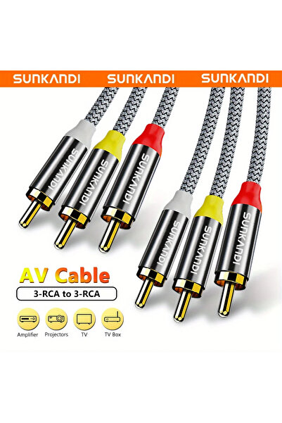 Choice1 كابل صوت وفيديو SUNKANDI RCA، 3RCA ذكر إلى 3RCA ذكر، مطلي بالذهب عيار...