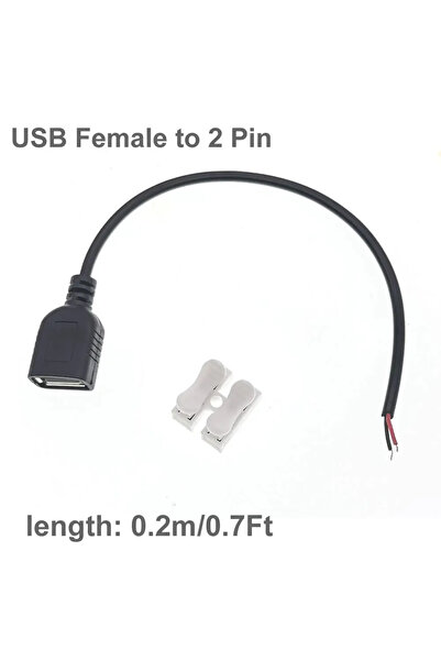 Choice كابل طاقة USB أنثى بطول 0.2 متر، قطعة واحدة، كابل طاقة USB ثنائي السنو...