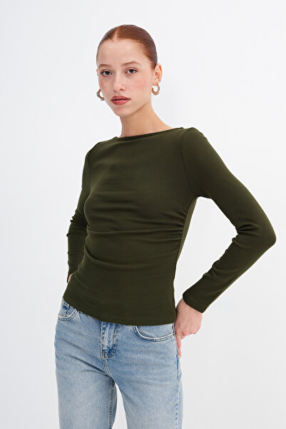 Addax Μπλούζα με μακριά μανίκια με πλισέ στο πλάι B18536