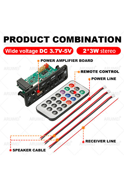 Choice لوحة فك تشفير MP3 بتقنية البلوتوث 5.0 بقوة 6 وات و5 فولت ومكبر صوت 6 و...