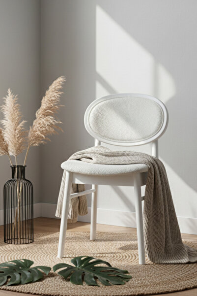 Woodenbend Medin Beyaz Lake Döşemeli Kayın Ağacı Sandalye Modern İskandinav