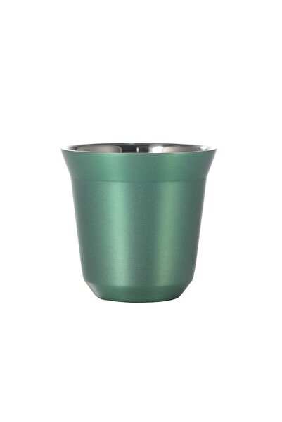 Choice green 80ml New Simple Flat Bottom Cup Stainless Steel Double-layer Inn...