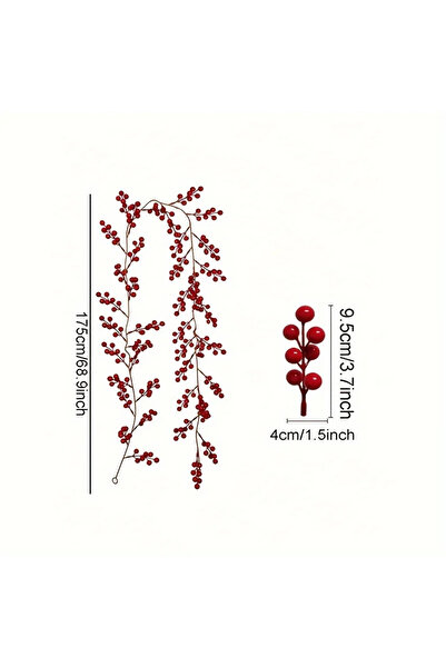 Choice قطعة واحدة من إكليل التوت الأحمر الاصطناعي لتزيين عيد الميلاد، زهور ال...