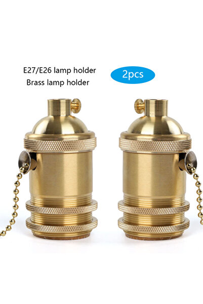 Choice حامل مصباح نحاسي عتيق مع مفتاح سلسلة سحب، مقبس E27/E26 للسقف المعلق/الأرضية...