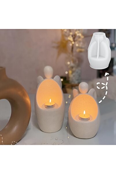 Choice Clay Angel Candlestick Silicone Mold, Winged Angel Holding Candle Base Mold, DIY Creative Candles...