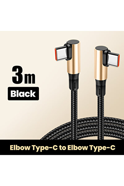 Choice كابل شحن سريع مزدوج الكوع 3 متر PD 240 واط USB C إلى كابل بيانات الهات...