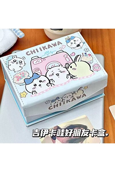 Choice لوازم تخزين مكتبية زرقاء بتصميم قلب فتاة لطيفة، جيكا. صندوق بطاقات مغناطيسي قابل للطي من الجلد الصناعي الرائع.