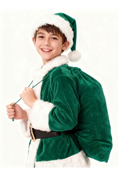 Kostüm Sarayı حقيبة هدايا سانتا كلوز خضراء متوسطة الحجم (60×90 سم)