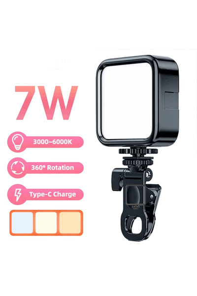 Choice مصباح LED محمول للصور الشخصية يعمل بالبطارية، 3000-6000 كلفن، أسود، مزود بمشبك، ضوء ملء للهواتف الذكية L