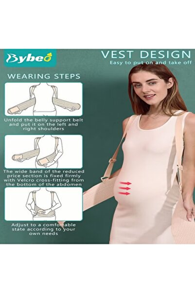 BYBEO Pregnancy Belly Support Band Adjustable Breathable Maternity Support Belt with Shoulder Strap and Ba
