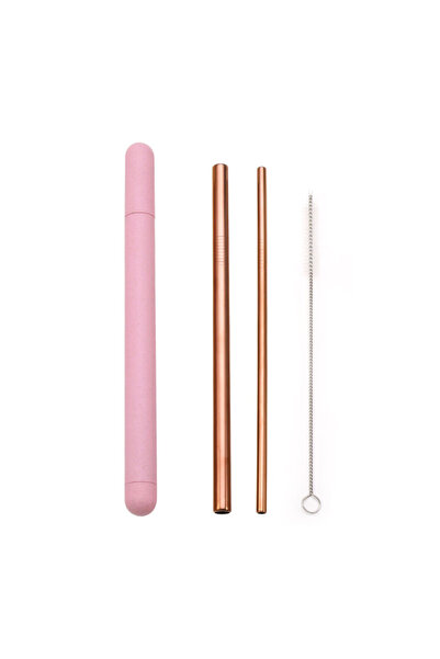 Choice Rose Gold-Pink Box 18/10 Stainless Steel Straw Set Quality Metal Straw...