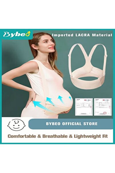 BYBEO Pregnancy Belly Support Band Adjustable Breathable Maternity Support Belt with Shoulder Strap and Ba