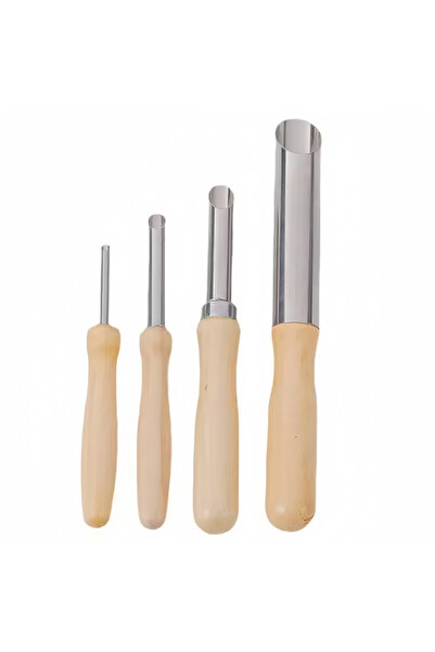 Choice woodiness 4pcs Solid Wood Circular Hole Cutters Clay Carving Sculpture 4-piece Tools