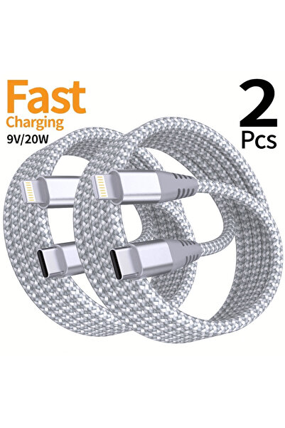 Choice 3M 2 قطعة بيضاء 1 قطعة 2 قطعة كابل بيانات شحن سريع من النوع C إلى Ligh...