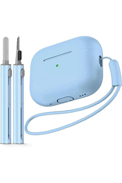 Choice غطاء حماية من السيليكون الناعم لجهاز Airpods pro 2 باللون الأزرق الفات...